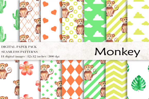 Download Watercolor Monkey Digital Papers - Premium Resources