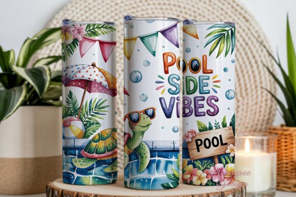 Download Pool Side Vibes Turtle 20oz Tumbler Wrap - Pool side Collection