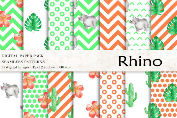Download Watercolor Rhino Digital Papers - Premium Resources